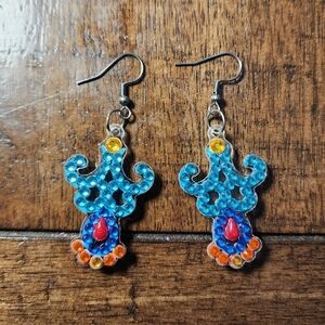 Turquoise Beaded Drop Earrings with Multicolor Accents